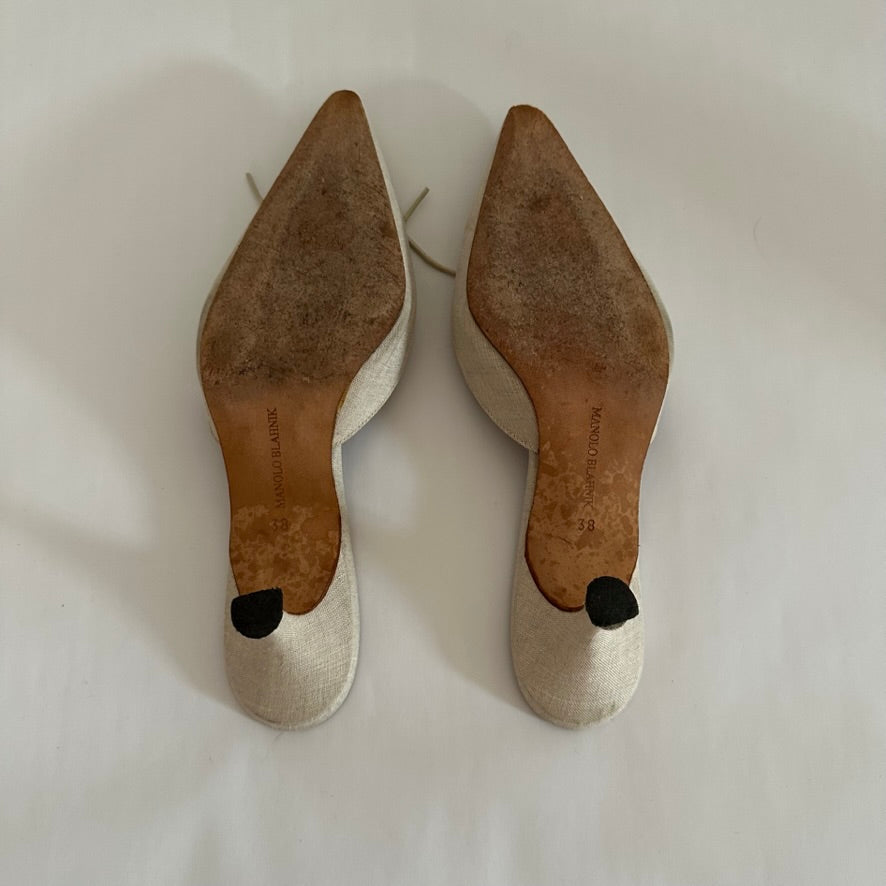 Manolo Blahnik - Linen Bow Mules