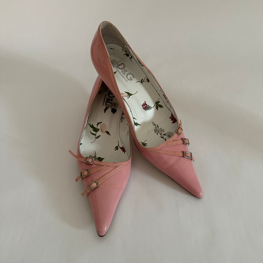 DOLCE & GABBANA - Pink Buckle Kitten Heel