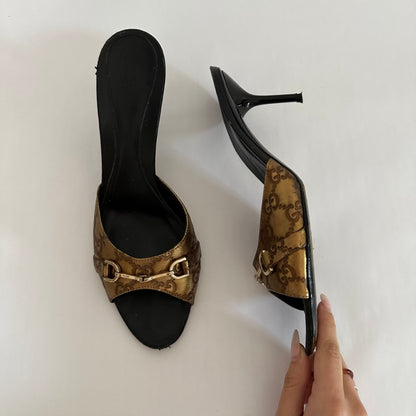 GUCCI - Monogram Horsebit Mules