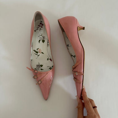 DOLCE & GABBANA - Pink Buckle Kitten Heel