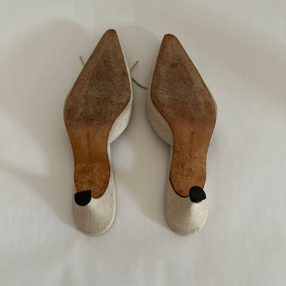 MANOLO BLAHNIK - Linen Bow Mules