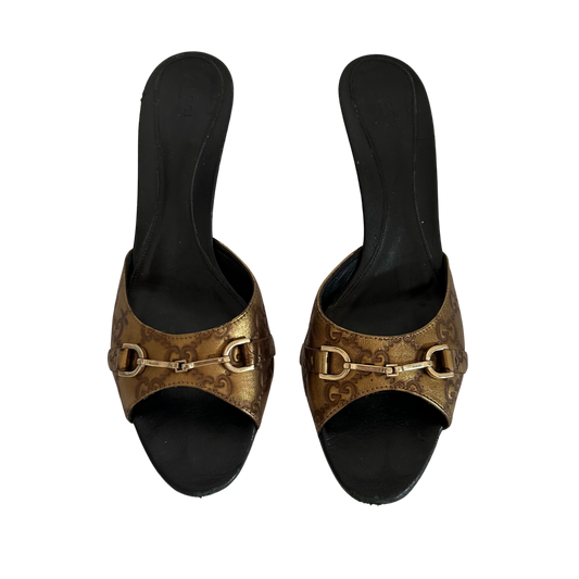 GUCCI - Monogram Horsebit Mules