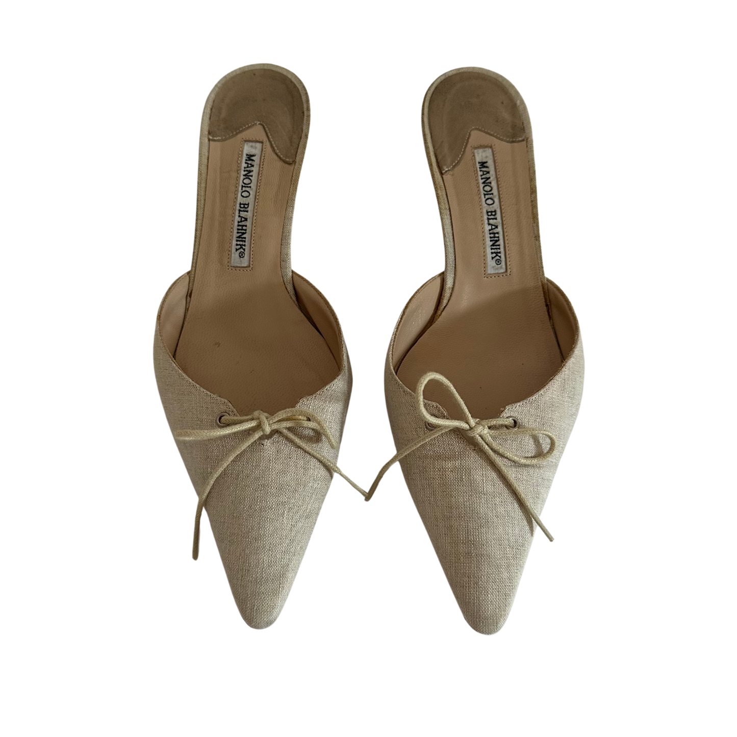 MANOLO BLAHNIK - Linen Bow Mules